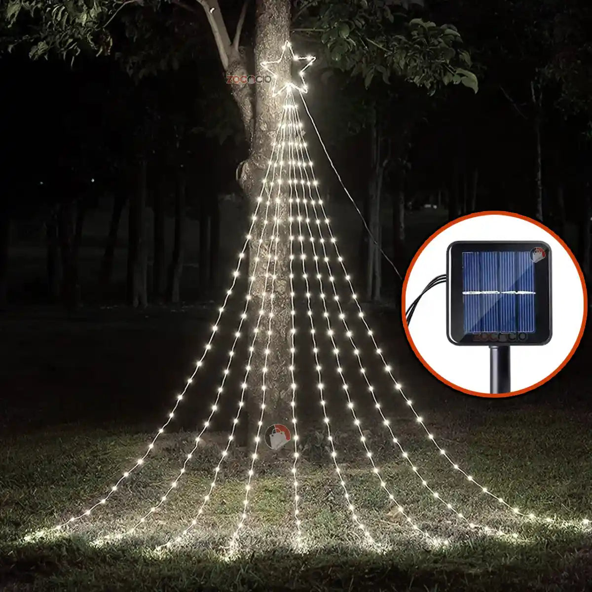 Estrella Cascada Solar Luces Led