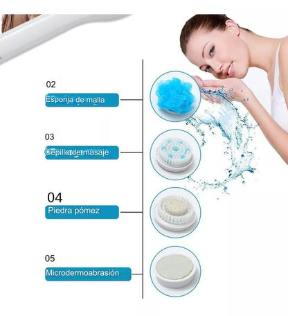 Cepillo Ducha Masaje Spin Spa ®  5 cabezales para satisfacer tus necesidades